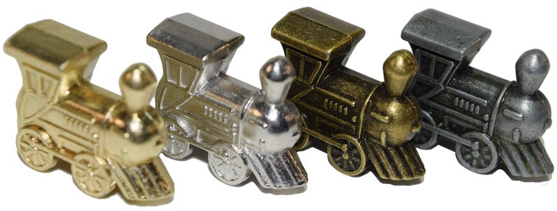 Regal Games Mexican Train Domino Replacement Metal Marker Trains for Mexican Train Domino Game Gold White Gold Antique Brass Gunmetal Black Set of 4 Metal Trains - Image 3