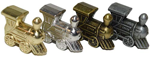 Regal Games Mexican Train Domino Replacement Metal Marker Trains for Mexican Train Domino Game Gold White Gold Antique Brass Gunmetal Black Set of 4 Metal Trains - Image 1