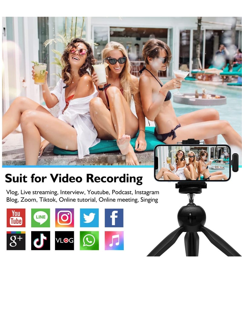 Zikra ميكروفون لافاليير لاسلكي، عبوة 2 لجهاز آيفون وآيباد 7H، ميكروفون لابيل لاسلكي للتسجيل الفيديو، الفلوج، يوتيوب، المقابلة، مع علبة شحن، 3 أوضاع لإزالة الضوضاء، 70 قدم - Image 2