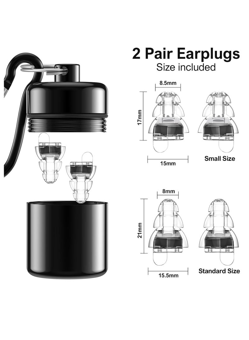 general High Fidelity Concert Earplugs for Concerts Musicians，Earplugs for noise reduction，24db Advanced Filter Technology Ear Protection for Music Festivals,DJ's, Nightclub, Drummers - 2 Pairs（Black） - Image 2