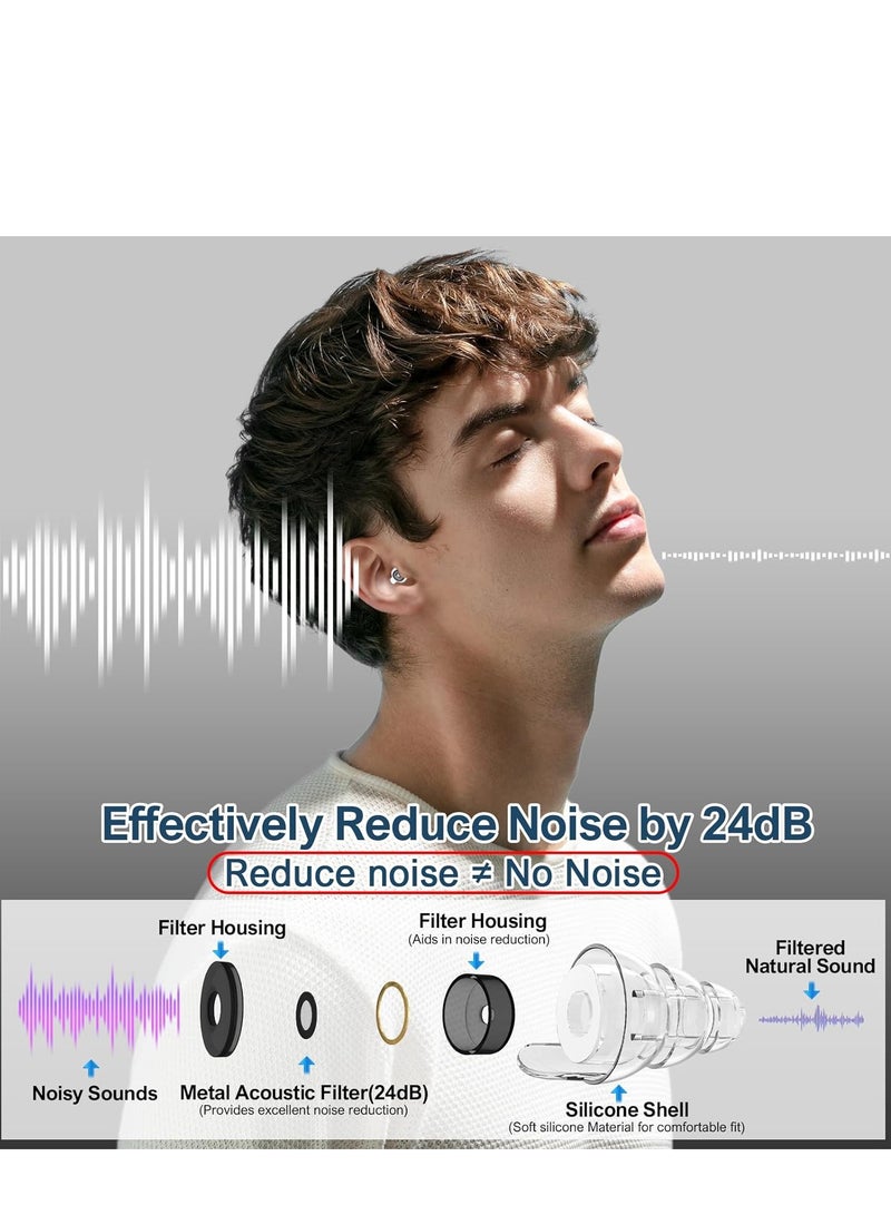 general High Fidelity Concert Earplugs for Concerts Musicians，Earplugs for noise reduction，24db Advanced Filter Technology Ear Protection for Music Festivals,DJ's, Nightclub, Drummers - 2 Pairs（Black） - Image 3