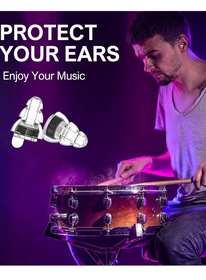 general High Fidelity Concert Earplugs for Concerts Musicians，Earplugs for noise reduction，24db Advanced Filter Technology Ear Protection for Music Festivals,DJ's, Nightclub, Drummers - 2 Pairs（Black） - Image 5