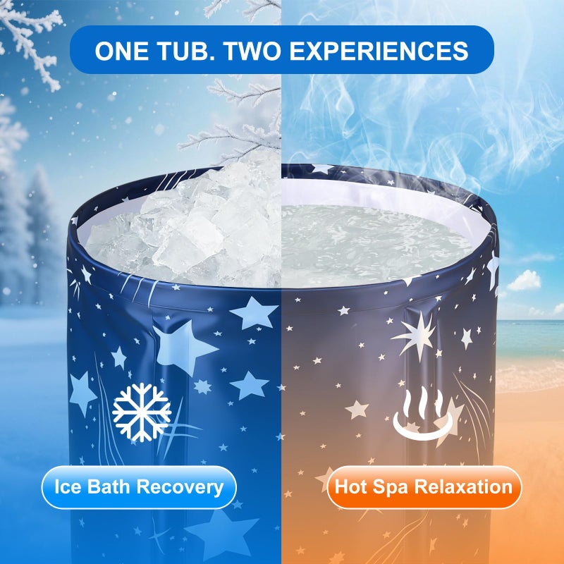 STARBRILLIANT Portable Foldable Bathtub, Collapsible Adult Travel Bath Tub for Camping, Home & Spa, Space-Saving Storage, Durable PVC Material (Starry Sky B, 27inch) - Image 5