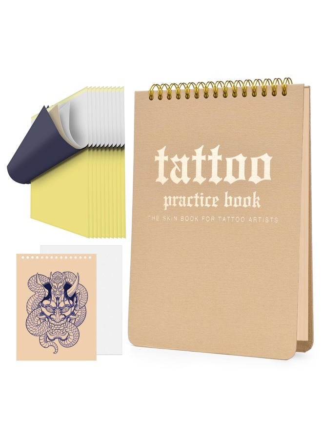 BAMTTOO Blank Tattoo Practice Skin Book and Transfer Paper Kit 10pcs Double Sides Fake Skin 10pcs Tattoo Stencil Paper for Beginners Artists - Image 1