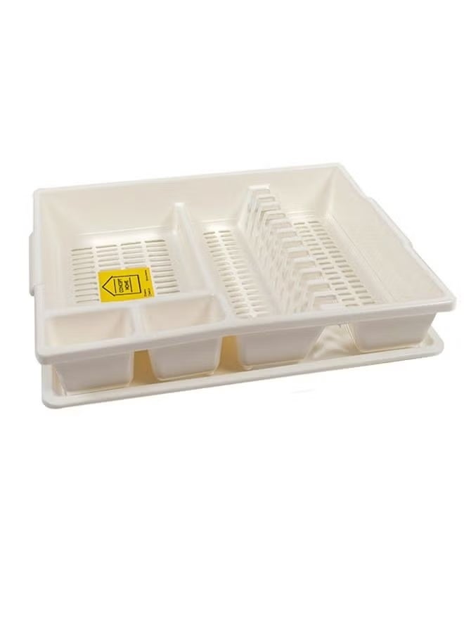 White dish drying rack with tray, 46x38x7.5 cm - Image 1