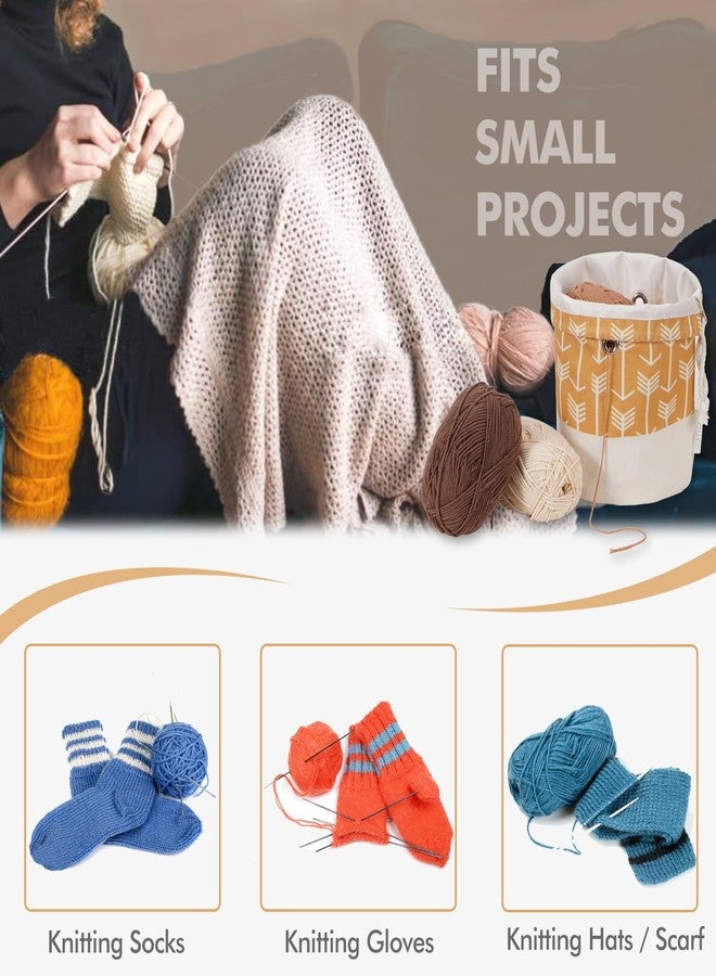 TOGETRUE Yarn Bag, Small Knitting Crochet Bag, Portable Yarn Storage Bags Organizer for Crocheting Project, Store Skein Ball, Short Knitting Needle (Yellow) - Image 5