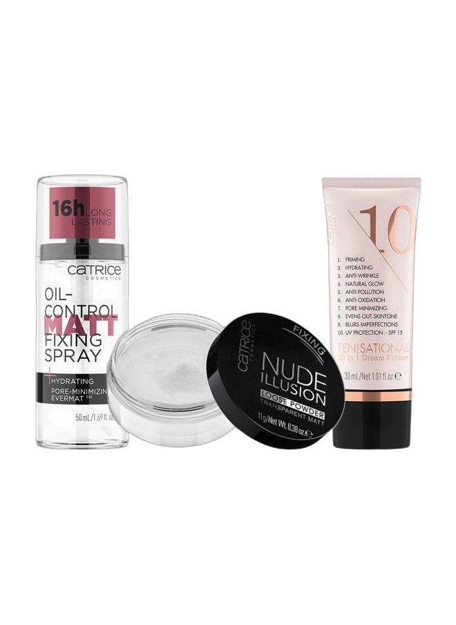 Catrice Ten!Sational 10 In 1 Dream Primer Pink + Nude Illusion Loose Powder Transparent Matt + Oil-Control Matt Fixing Spray Transparent 50 ml Transparent  - Image 1