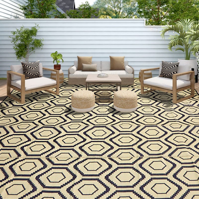 fifame Outdoor Camping Rugs, Rug Patios Clearance Plastic Straw Rug Weatherproof Reversible Mats, Large Floor Mat for Outdoors, RV, Patio, Backyard, Deck, Picnic, Beach, Trailer, Camping - Image 1