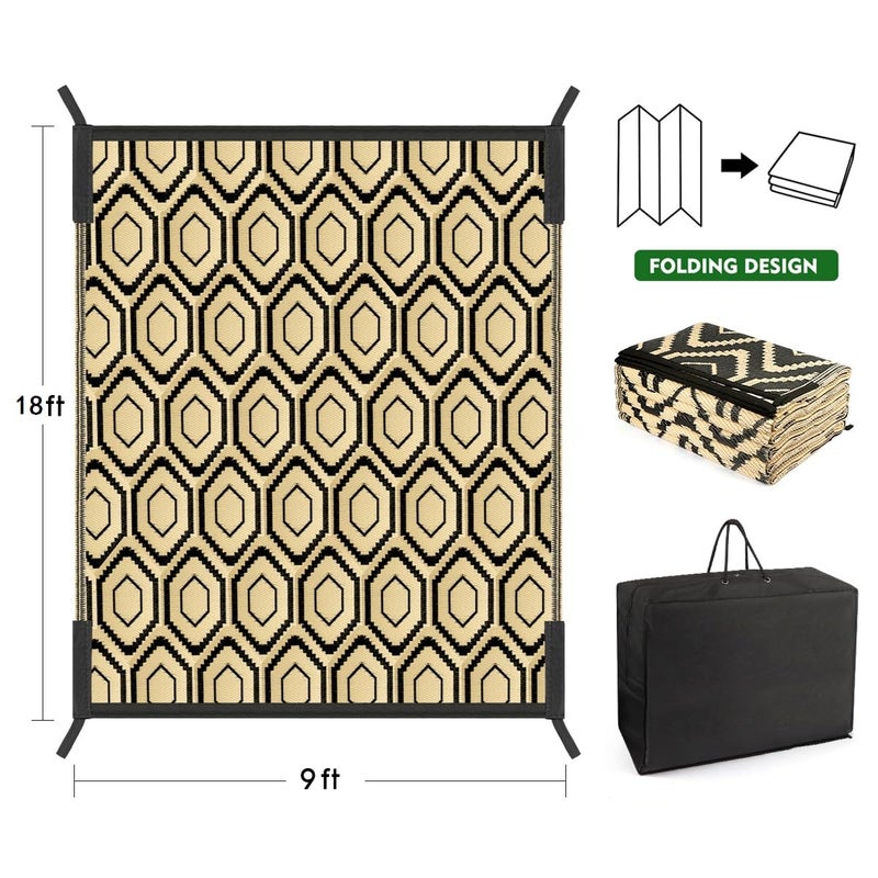 fifame Outdoor Camping Rugs, Rug Patios Clearance Plastic Straw Rug Weatherproof Reversible Mats, Large Floor Mat for Outdoors, RV, Patio, Backyard, Deck, Picnic, Beach, Trailer, Camping - Image 2