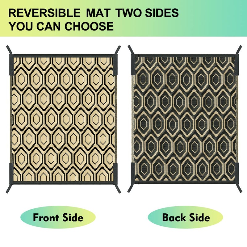 fifame Outdoor Camping Rugs, Rug Patios Clearance Plastic Straw Rug Weatherproof Reversible Mats, Large Floor Mat for Outdoors, RV, Patio, Backyard, Deck, Picnic, Beach, Trailer, Camping - Image 3