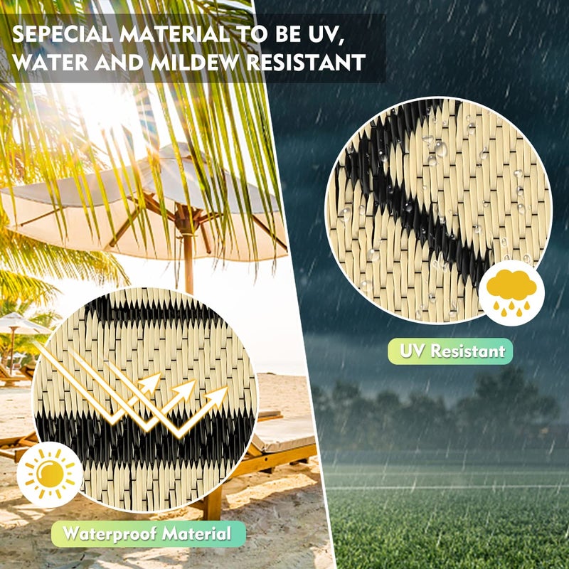 fifame Outdoor Camping Rugs, Rug Patios Clearance Plastic Straw Rug Weatherproof Reversible Mats, Large Floor Mat for Outdoors, RV, Patio, Backyard, Deck, Picnic, Beach, Trailer, Camping - Image 5