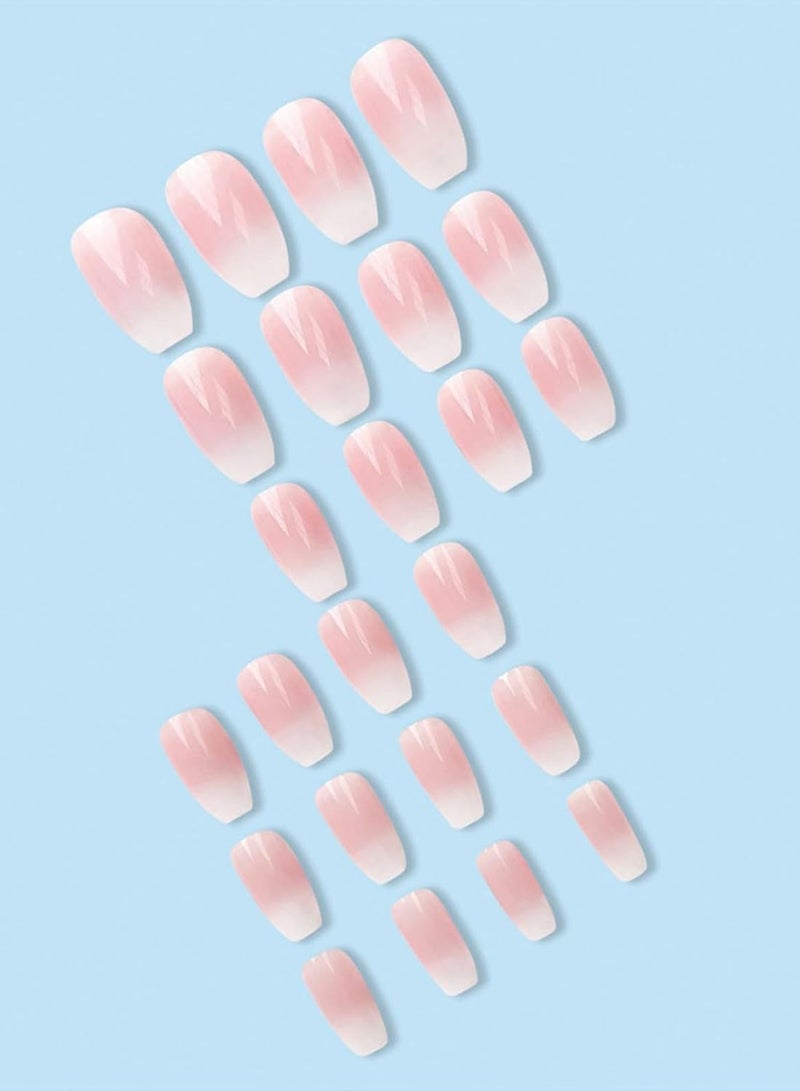 24 قطعة كيت أظافر جيلي باللون الوردي المتدرج بشكل كوفن قصير المدة، مناسبة للنساء والفتيات، أظافر لاصقة، مستلزمات الأظافر اضافر صناعيه اظافر اصطناع - Image 3