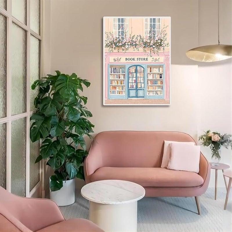 DAZZLEDOTS Diamond Art Kits for Adults, Pink Book Shop Diamond Painting Kits for Adults Beginners, DIY Diamond Dots Bookstore 5D Full Round Drill Gem Art Painting Kits for Home Wall Decor 12x16 inch - Image 2