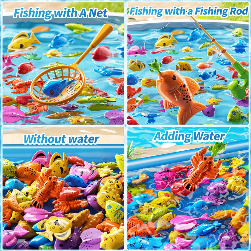 PEADUCK Magnetic Fishing Toys Game Pool Toys Set for Kids 3-5, Water Table Bathtub Toys with Pole Rod Net Plastic Floating Fish, Outdoor Toys for Kids Boys Girls Age 3 4 5 6 7 8 Year Old - Image 3