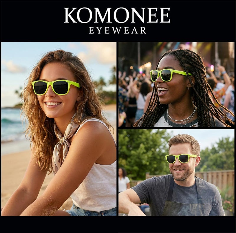 Komonee Drifter Sunglasses Classic Style Retro Sun Shades Eye Glasses UV400 Protection Unisex For Men Women Golf Cycling Sports Fishing Travel, Neon Yellow, One size - Image 4