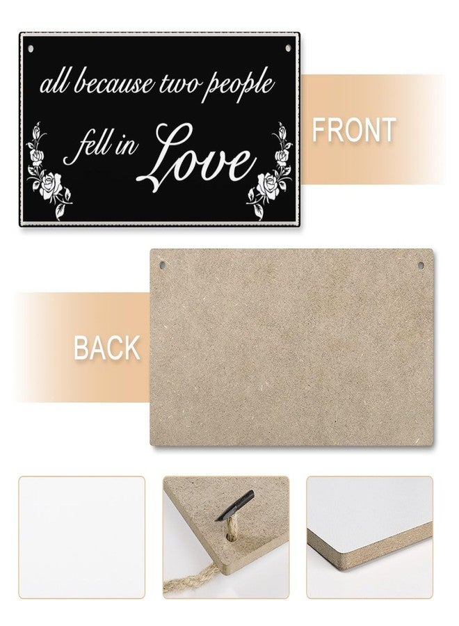 Henntile All Because Two People Fell in Love - Decorative Wood Sign Home Decor，Wall Art，6 inch by 12 inch Hanging Sign - Image 5