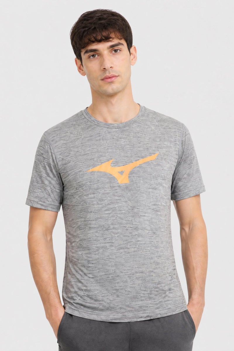 Mizuno Men Sportswear Fit Short Sleeve Training T-Shirt, Grey Heather - Image 1