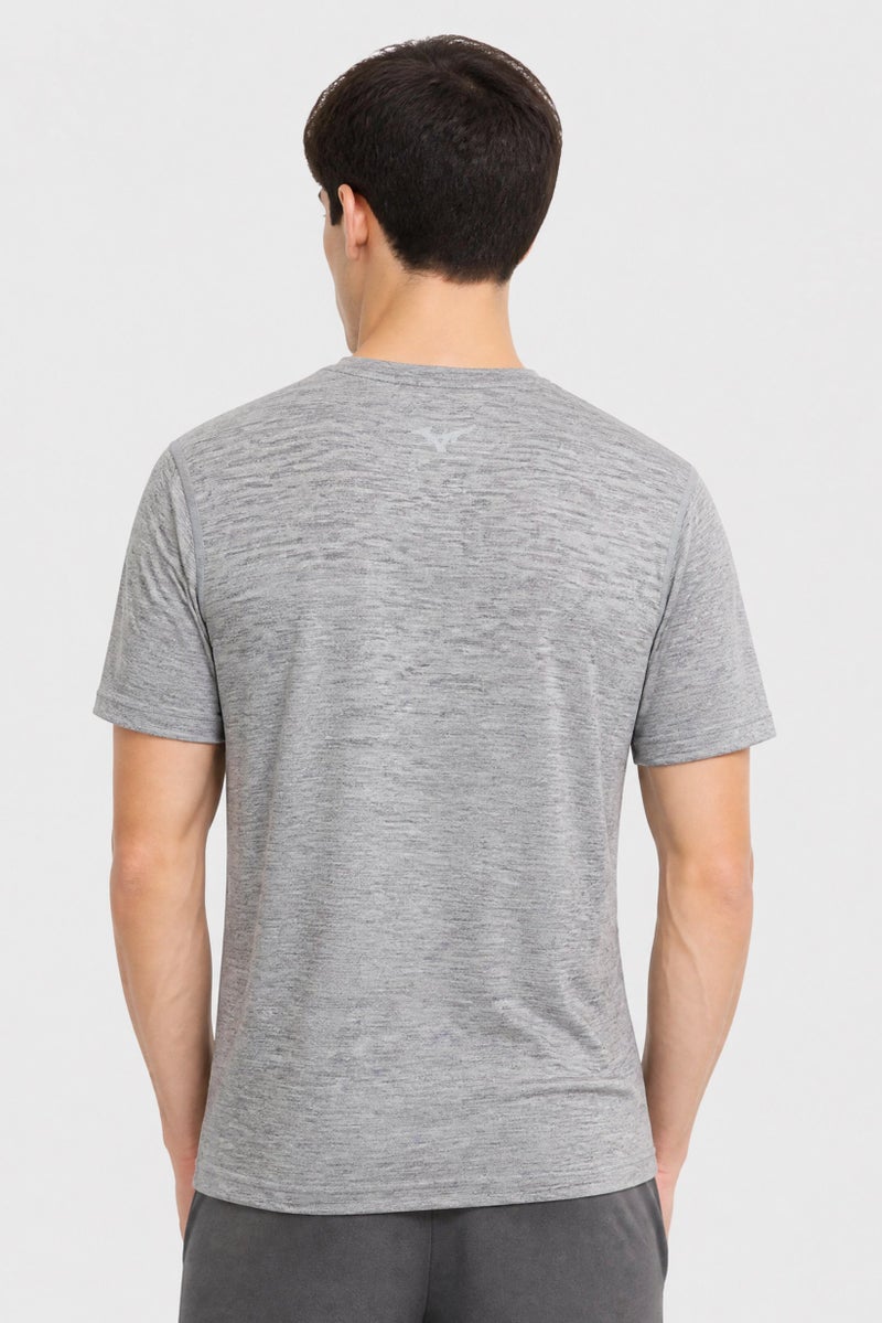 Mizuno Men Sportswear Fit Short Sleeve Training T-Shirt, Grey Heather - Image 4