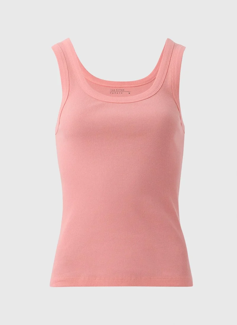 Matalan Peach Ribbed Scoop Neck Vest Top
