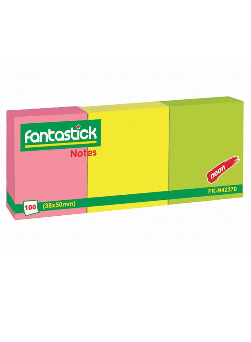 Fantastick ملاحظات لاصقة 3-باد بحجم 1.5x2 بوصة متعددة الألوان - Image 1