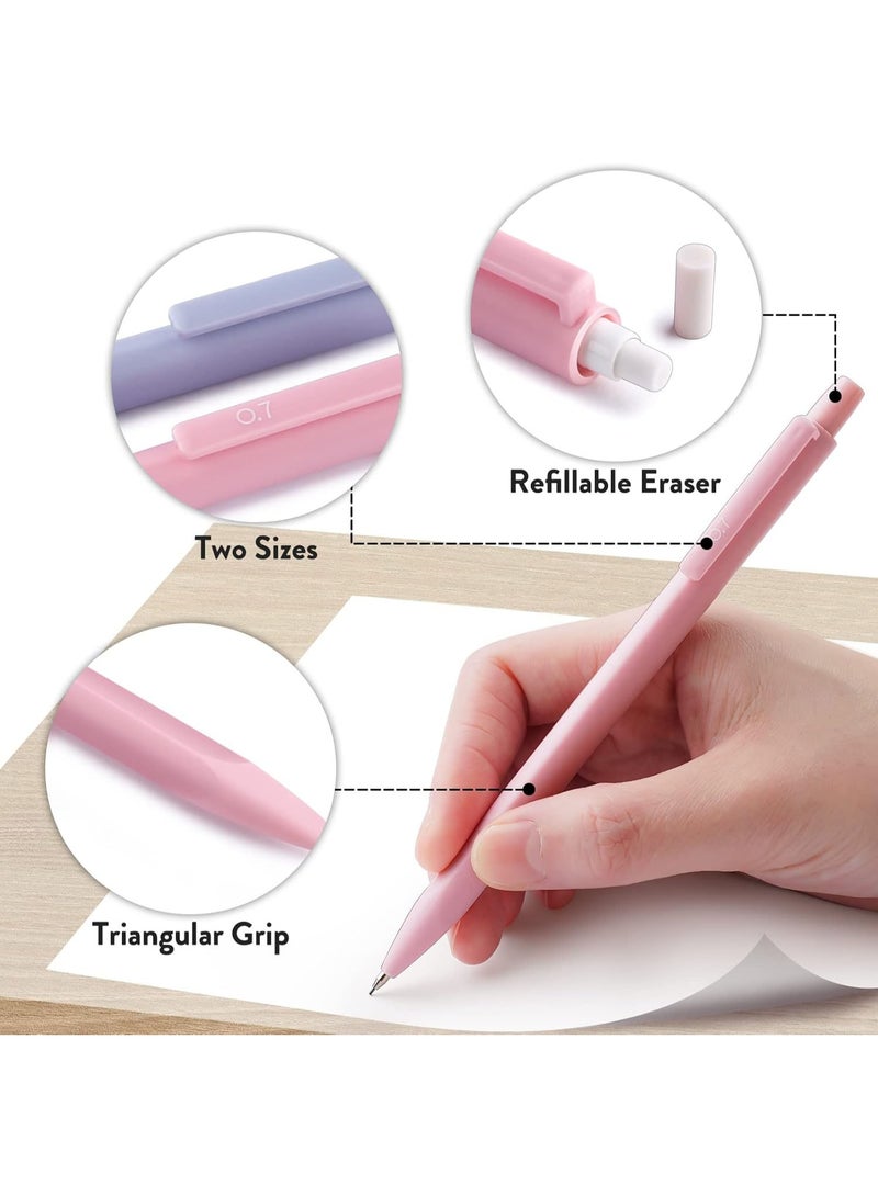 Deli Cute Mechanical Pencil Set, 3 Pcs 0.7mm Mechanical Pencils with 360 Pcs HB Leads, Triangular Grip Pencils for Smooth Writing, Aesthetic School Supplies for Kids with 3 Pcs Erasers and 10 Pcs Eraser Refills - Image 4