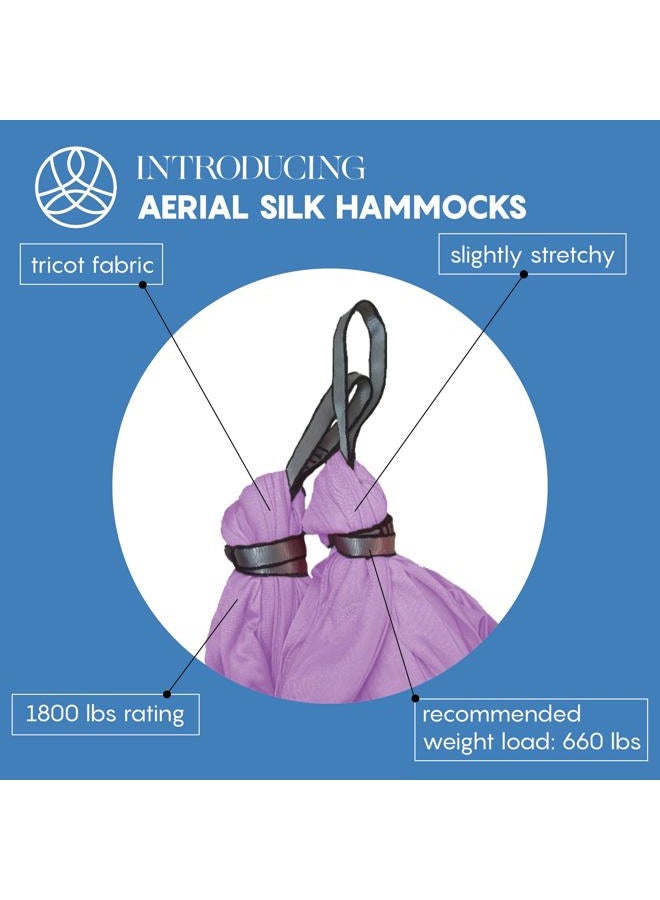 aum active (Lavender) - Aerial Yoga Hammock Premium Silk Swing For Antigravity Yoga, Inversion Exercises, Improved Flexibility & Core Strength Extension Straps, Carabiners And Pose Guide Included - Image 3