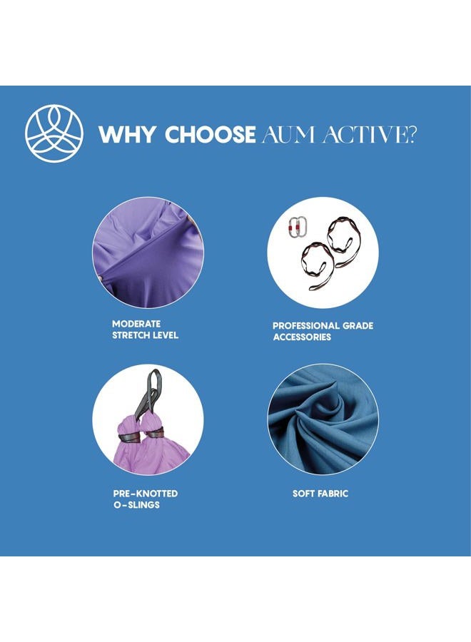 aum active (Lavender) - Aerial Yoga Hammock Premium Silk Swing For Antigravity Yoga, Inversion Exercises, Improved Flexibility & Core Strength Extension Straps, Carabiners And Pose Guide Included - Image 5