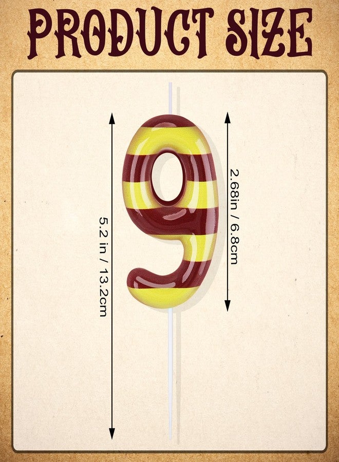 MTLEE Magical Wizard Birthday Candles Magic Wizard Inspired Themed Cake Candles Yellow and Brown Numeral Birthday Cake Topper for Kids Magical Theme Party Supplies Decorations (Number 9) - Image 4