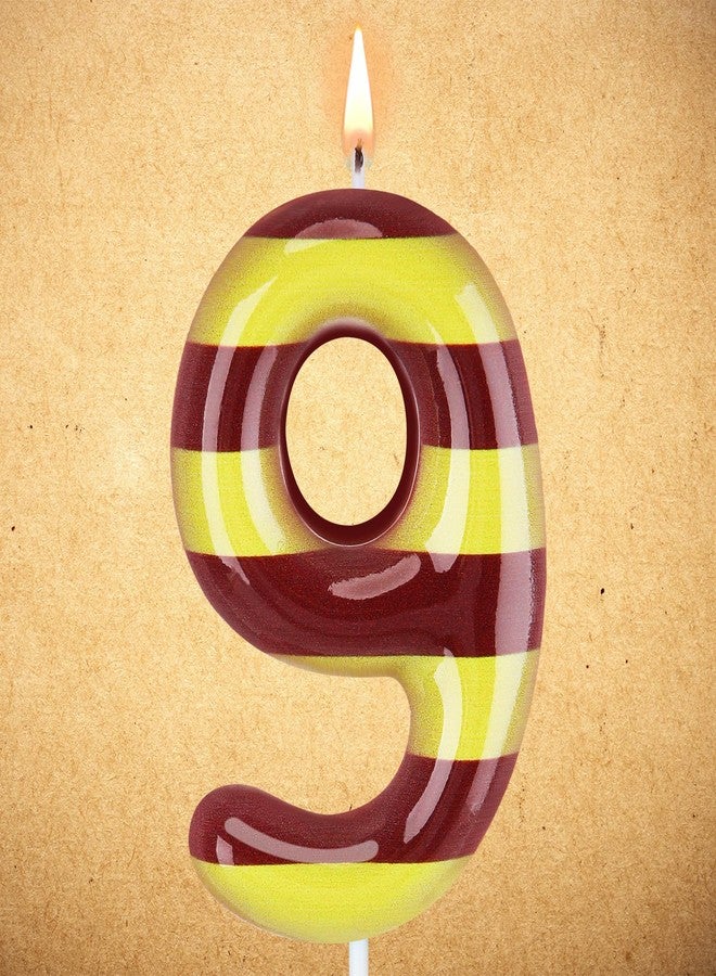 MTLEE Magical Wizard Birthday Candles Magic Wizard Inspired Themed Cake Candles Yellow and Brown Numeral Birthday Cake Topper for Kids Magical Theme Party Supplies Decorations (Number 9) - Image 1