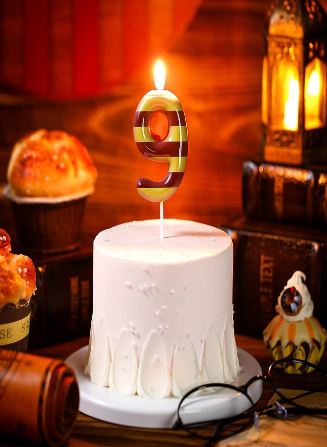 MTLEE Magical Wizard Birthday Candles Magic Wizard Inspired Themed Cake Candles Yellow and Brown Numeral Birthday Cake Topper for Kids Magical Theme Party Supplies Decorations (Number 9) - Image 3