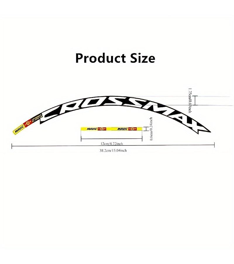 ملصقات عجلات MAVIC Crossmax Sl Pro MTB الصفراء - مجموعة مكونة من 15 قطعة بعرض 17 ملم - Image 2