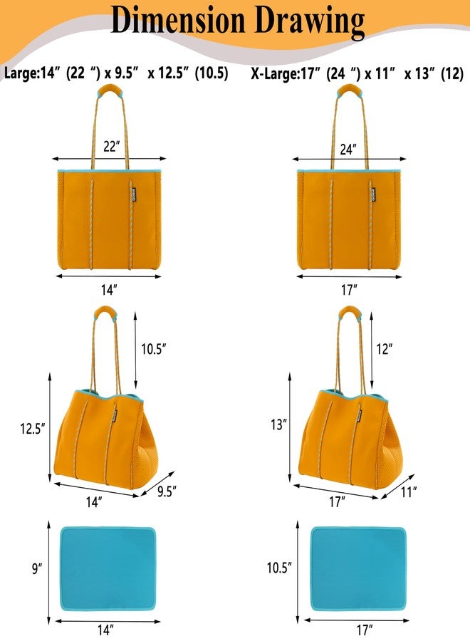 QOGiR Neoprene Multipurpose Beach Bag Tote Bag (ORANGE AND BLUE X-Large) … - Image 3