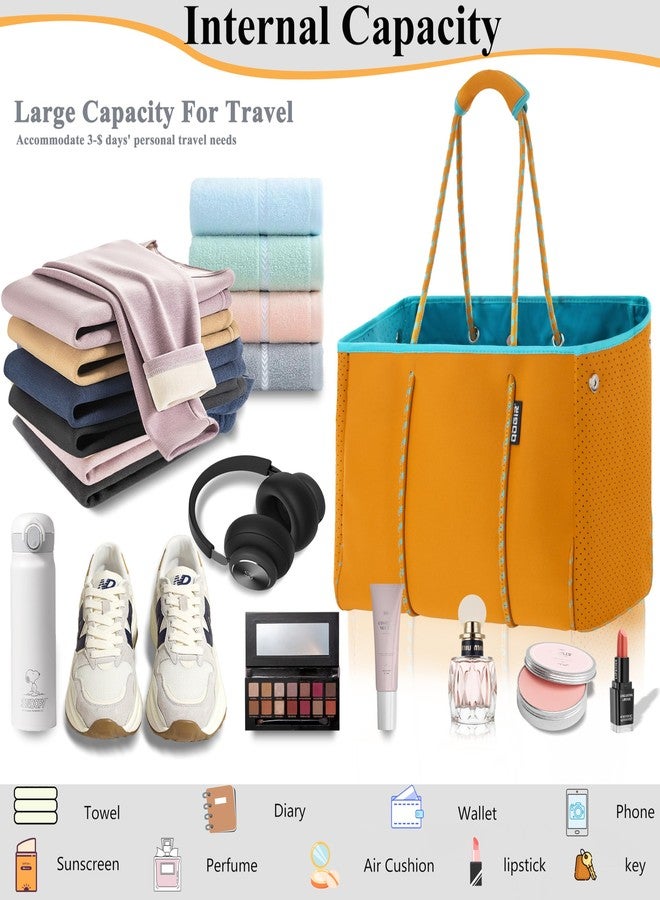 QOGiR Neoprene Multipurpose Beach Bag Tote Bag (ORANGE AND BLUE X-Large) … - Image 5