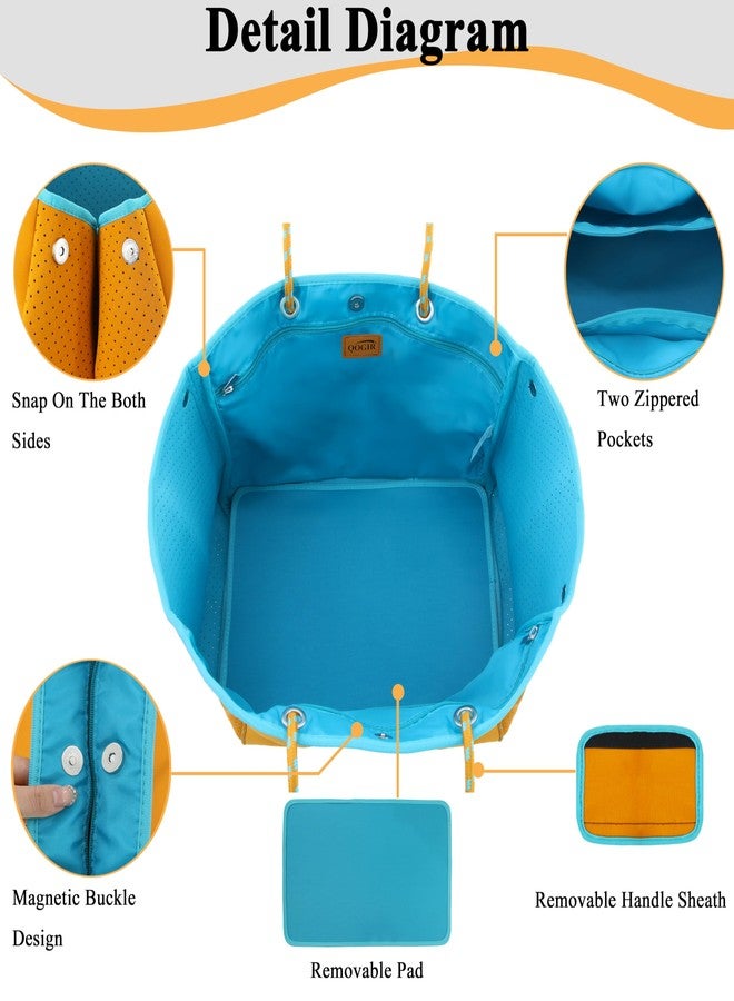 QOGiR Neoprene Multipurpose Beach Bag Tote Bag (ORANGE AND BLUE X-Large) … - Image 2
