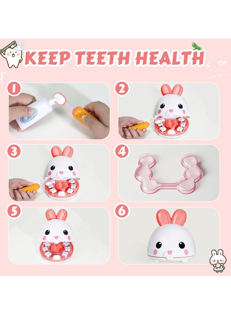 Dentist Kit for Kids - 31 Pcs Doctor Kit for Toddlers 3 - 5 Pretend Play Kit Toys, with Medical Costume u0026 Dental Set, Pink Dentist Pretend Play Gift for Girls - Image 3