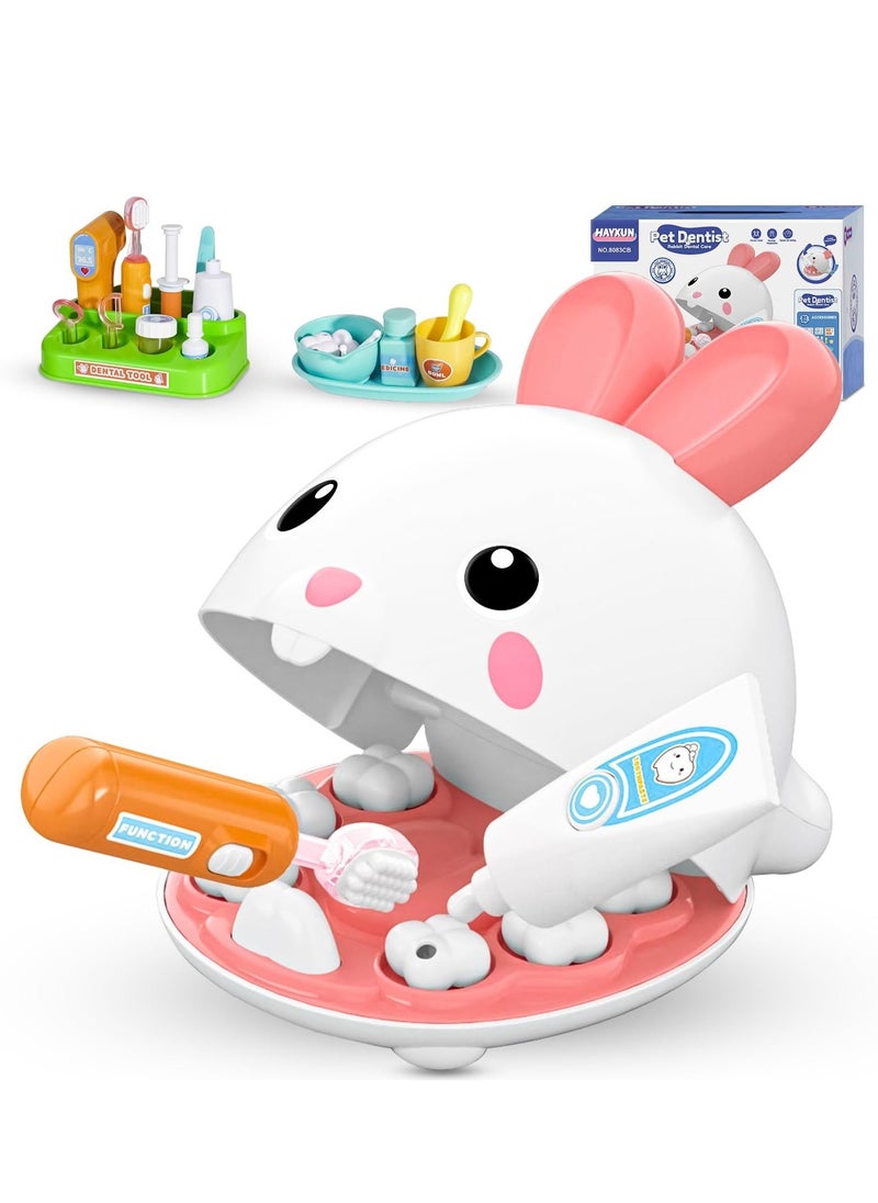 Dentist Kit for Kids - 31 Pcs Doctor Kit for Toddlers 3 - 5 Pretend Play Kit Toys, with Medical Costume u0026 Dental Set, Pink Dentist Pretend Play Gift for Girls - Image 1