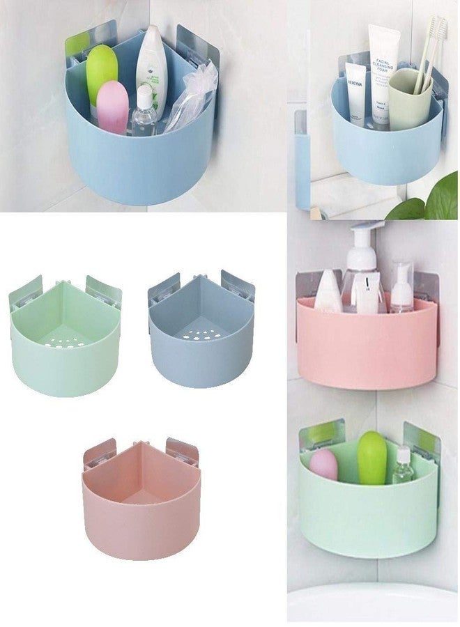 BBD kitchen shop Bathroom and Kitchen Organizer Corner Shelf Triangle Plastic Soap Holder with Wall Mount Suction Cup (Multicolor : Set of 1) - Image 5