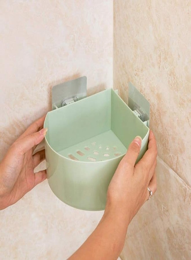 BBD kitchen shop Bathroom and Kitchen Organizer Corner Shelf Triangle Plastic Soap Holder with Wall Mount Suction Cup (Multicolor : Set of 1) - Image 2
