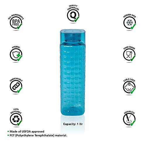 SCL Steelo Steelo Garnet Pet Water Bottle 1000 ml, Set of 4, Turkish Blue - Image 4