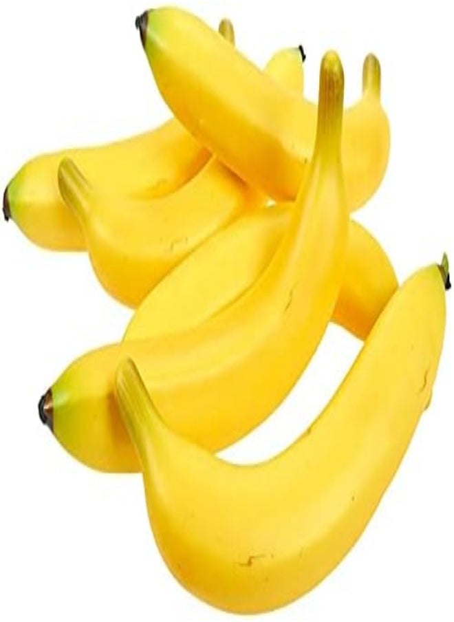 AKDC Juvale Set Of 6 Individual Fake Fruit Bananas - Artificial Fruit Plastic Bananas For Still Life Paintings, Storefront Decoration, Kitchen Decor, Yellow, 8 X 3.7 X 1.5 Inches  - Image 1