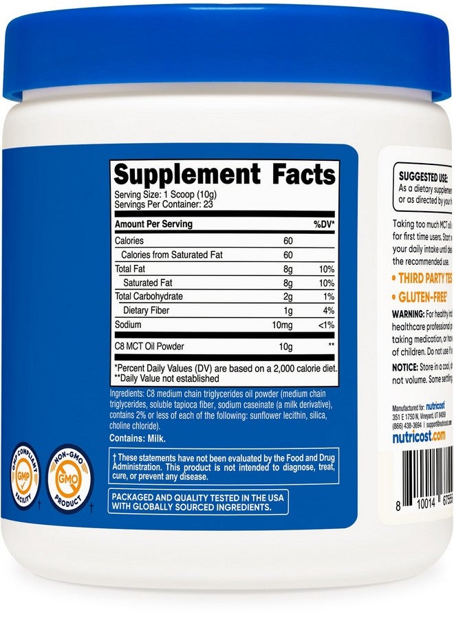 Nutricost Nutricost C8 MCT Oil Powder 23 Servings (8oz) - 95% C8 MCT Oil Powder  - Image 5