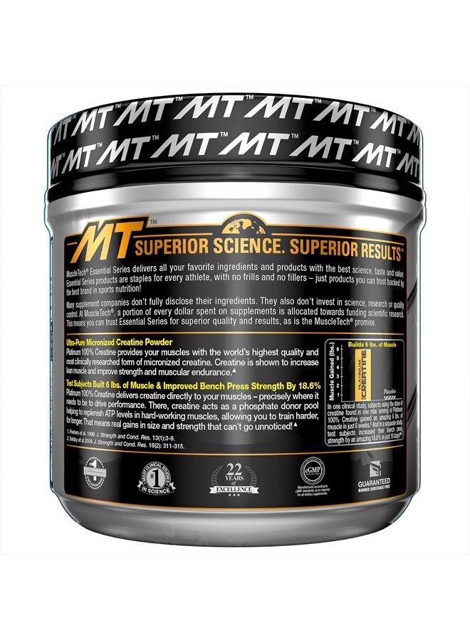 Creatine Monohydrate Powder | MuscleTech Platinum | Pure Micronized | Muscle Recovery + Builder for Men & Women | Workout Supplements | Unflavored (80 Servings)