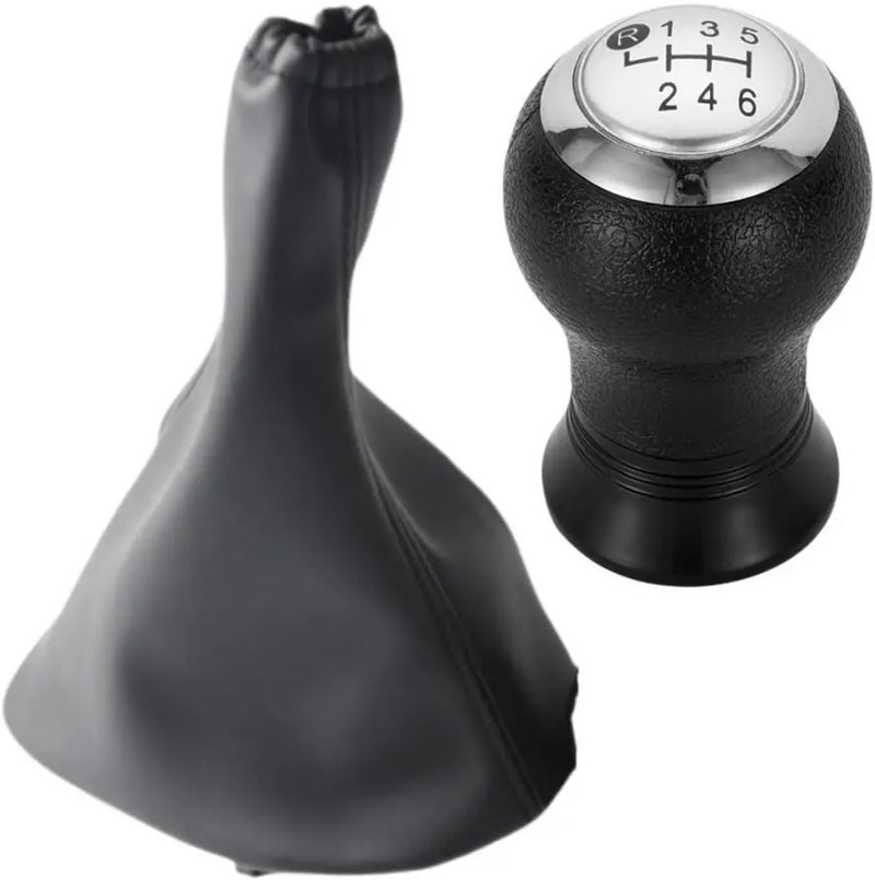 6 Speed Silver Gear Shift Knob Lever Shifter Stick Handball Gaitor Boot 2pcs For Yaris II MK2 2005 2006 2007 2008 2009 2011 - Image 1
