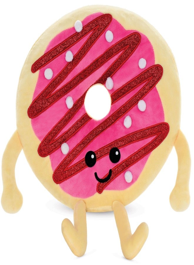 iscream Sweet Donut 10" x 10" Embroidered Accent Plush Pillow - Pinky - Image 1