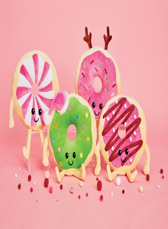 iscream Sweet Donut 10" x 10" Embroidered Accent Plush Pillow - Pinky - Image 2