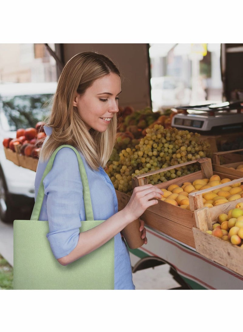 Excefore حقيبة قماشية، قطعتان من حقائب القماش القابلة لإعادة الاستخدام ذات الوجهين وحقائب البقالة الصغيرة المطبوعة بالفاكهة وحقائب التسوق وحقائب المكياج للنساء والفتيات والأطفال (برتقالي وأخضر) - Image 2