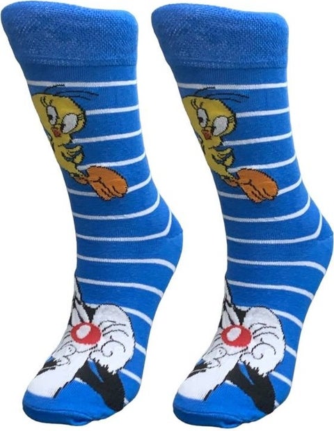 Al Bi 90's Sylvester and Tweety Character Patterned Socket Socks