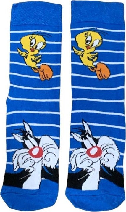 Al Bi 90's Sylvester and Tweety Character Patterned Socket Socks