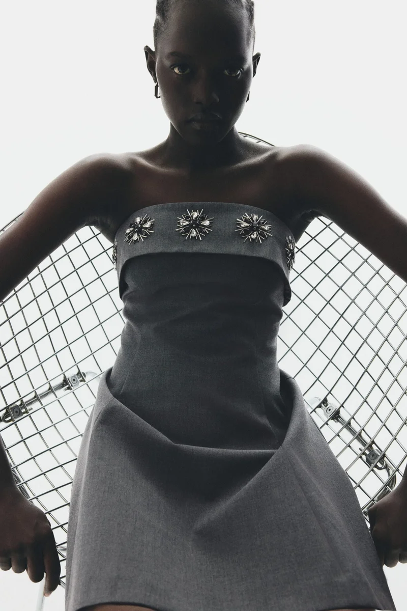 H&M Rhinestone-embellished bandeau dress