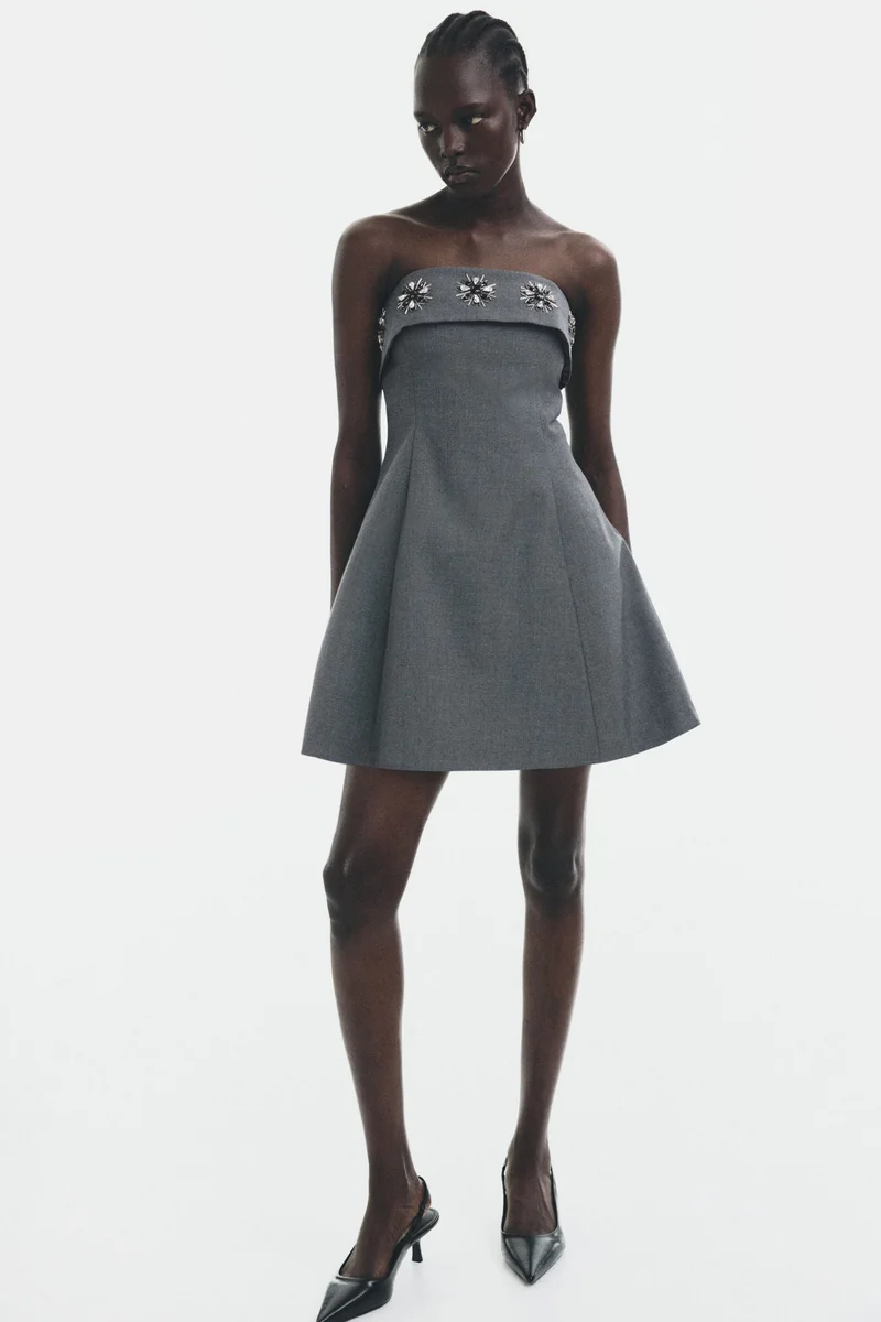 H&M Rhinestone-embellished bandeau dress